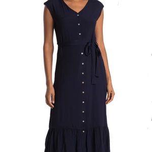 Beautiful Navy Button Front Midi Dress